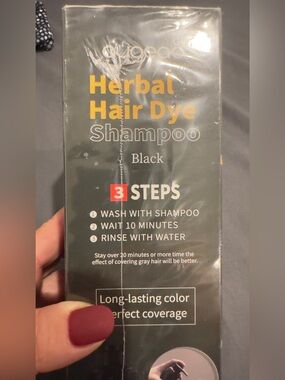 AUGEAS 500ML Black Permanent Hair Color Shampoo, 3 IN 1